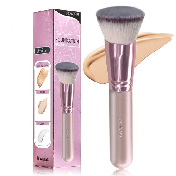 Make up Pinsel, Grundierung, flache Oberseite, flüssige Make up Creme, Puder, Make up Faser, Borsten, Punktierung, Polieren, Mischen,Schminkpinsel Premium Kabuki Foundation Pinsel – Roségold