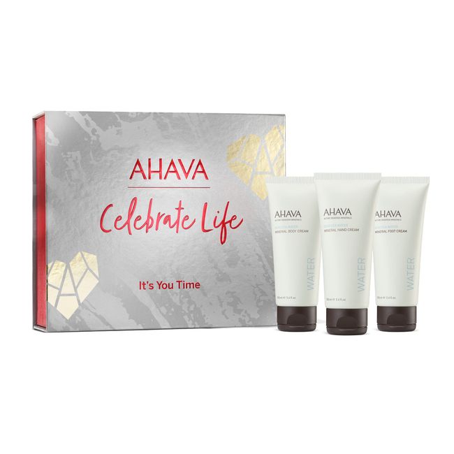 AHAVA It's You Time Body Trio, Includes Mineral Body Lotion, Mineral Hand Cream, and Mineral Shower Gel, 100ml