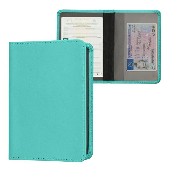 kwmobile Fahrzeugschein Hülle mit Kartenfächern - Kunstleder Etui Tasche für Auto Zulassungsbescheinigung Führerschein Cool Mint
