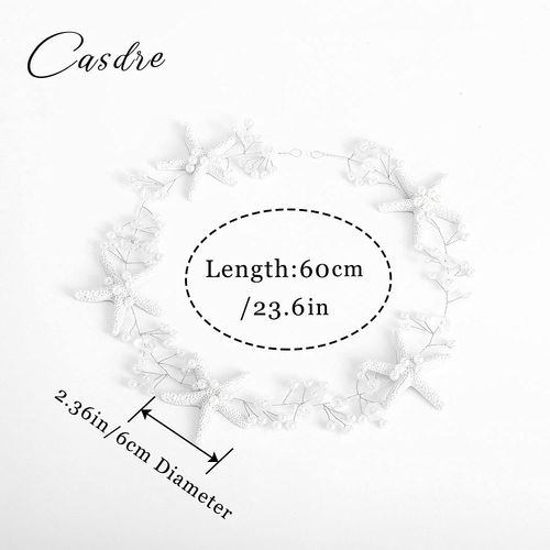 CASDRE Starfish Bride Wedding Hair Vine Pearl Bridal Headpiece Beach Wedding Hair Accessories for Women and Girls(A Silver)