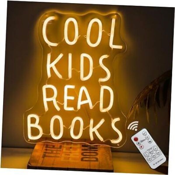 Timer Cool Kids Read Books Neon Sign, Dimmable Cool Kids Read Books(USB+Timing)