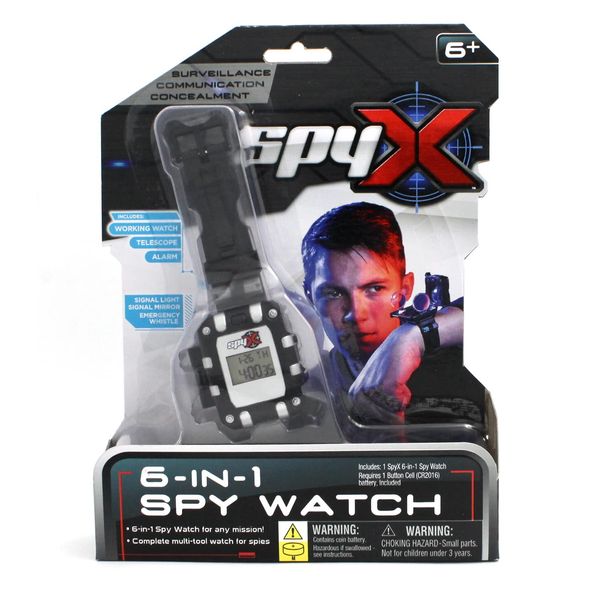 SpyX / 6-in-1 Watch - 6 Function Spy Toy Watch. Includes: Telescope Lenses, LED, Secret Message Capsules, Whistle, Signal Mirror, Hidden Compartment. Perfect Addition for Your spy Gear Collection!