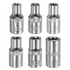 sourcing map 6pcs E-Torx Socket 1/4" Drive E4-E10 External Torx Deep Socket CR-V 6 Point Spline Socket Star Female Bit Socket for Auto Repairs Home Maintenance DIY Hand-Making 1" Length