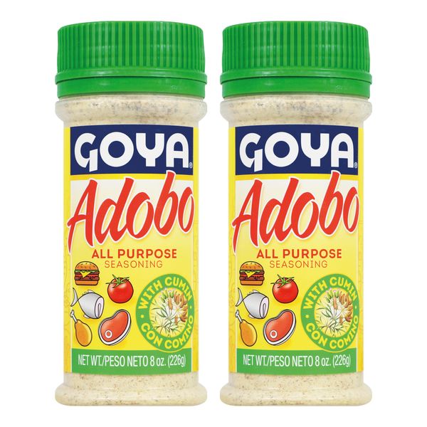 Adobo All Purpose Seasoning with Cumin by Goya, Poultry, Seafood, Meat, and Vegetable Seasoning, Fat Free and Calorie Free Latin Spice Blend, Mexican Seasoning, Pack of 2, 16.5oz. Bottles