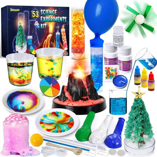 YOPINSAND 53 Experiments Science Kits for Kids Boys Girls, S.T.E.M Activities Educational Scientist Toys Gifts,Volcano,Chemistry Set,