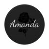 Amanda - Floral Black Rose Gray Personalized First Name PopSockets Standard PopGrip