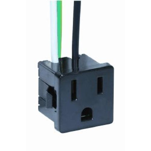 Satco Black Metal 3-Wire Snap-In Outlet 15A 125V Type B 2-Outlet