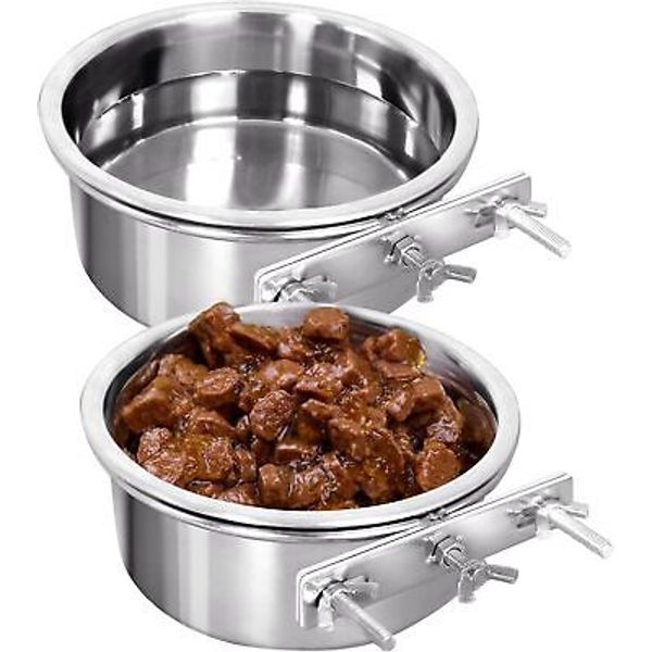 Kennel Water Bowl, 2 Packs No Spill Hanging Cage Crate 2 Cups 16OZ, 2