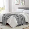BOURINA Throw Blanket Textured Solid Soft Throws and Blankets for Sofa or Bed Knitted Decorative Blanket 127x178cm Light Grey