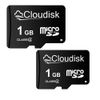 Cloudisk 2 Pack 1GB Micro SD Card MicroSD Memory Card Class4 with SD Adapter (1GB)