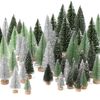 Mini Bottle Brush Christmas Trees for Table Decorations and Crafts (Silver, Green)