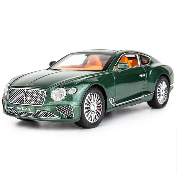 WAKAKAC Toy Car Compatible for 1/24 Bentley Continental GT Model Car Alloy Diecast Collectible Pull Back Car Toy Door Can Be Opened for Boys Girls Gift(Green)