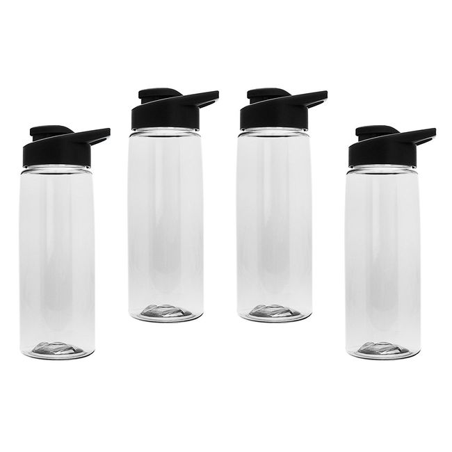 26 oz BPA Free Tritan Sports Bottle (4 pack) with Drink-Thru Lid and Bonus Crest Lids