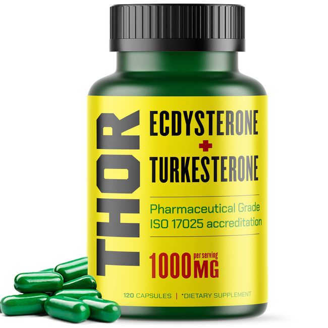 Turkesterone + Ecdysterone | Anabolic Supplement | 2x More (120 Capsules) Pharma Grade - Super Critical Extraction w/ Lab Synthesized Cyclodextrin for Max Absorbtion | Beta Ecdysterone * Turkestrone,
