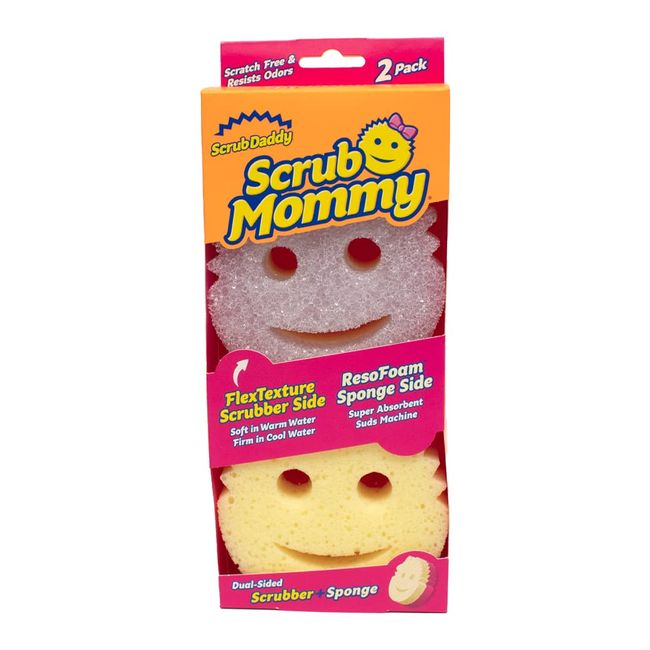 Scrub Daddy Scrub Mommy Scheuerschwamm, Topfreiniger Schwamm Küche, Putzmittel mit Texturveränderung, kratzfreier Smiley Spülschwamm, geruchsresistente Schwämme, Geschirrschwamm - 2er-Pack Violett