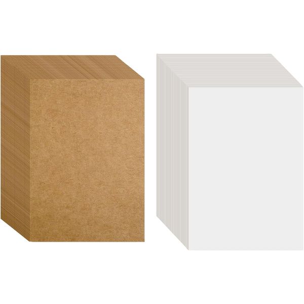 YSDMY 100 Sheets Kraft Paper Card A6 350gsm 14.5 x 9.5 cm（Brown + White