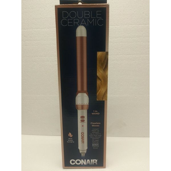 Conair CD705GN Double Ceramic Curling Wand 1" White/Rose Gold 30 Settings 400°F