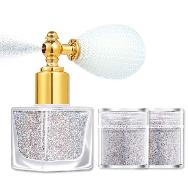 Lucktao Glitzer-Spray für Haar und Körper, Frauen Make-up Körper Glitzer Spray Schimmer, Sparkle Puder Spray Für Haar Gesicht Körper Kosmetik, Geschenk Für Frauen Mädchen(Silber).…