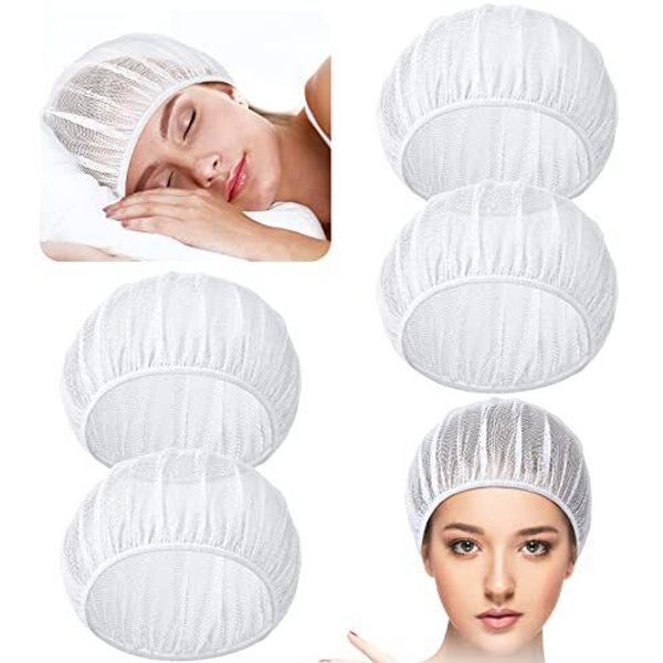 4 PCS Mesh Sleep Bonnet for Sleeping Women Sleep Cap White