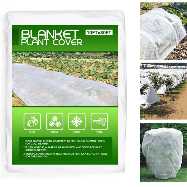 TOCCYARD Plant Covers Freeze Protection, 10 x 30Ft Frost Cloth Plant Freeze Protection, Thick Frost Blankets for Outdoor Plant Vegetables, Fabric Blankets Floating Row Cover for Winter Garden