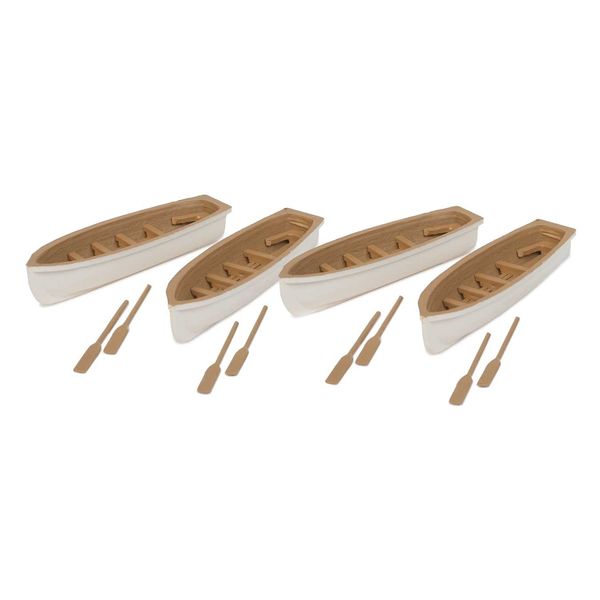 Walthers SceneMaster HO Scale Scenery Set Row Boat 4-Pack (Assembled) White/Tan