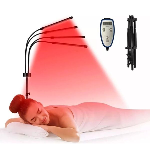 Red Light Therapy Lamp 660nm&850nm 4-Head Infrared Light Device Adjustable Stand