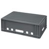 Logiplast 7 Stück E2-Kasten grau + 1 Transportroller mit vier Lenkrollen grau