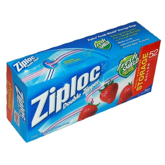 Ziploc Double Zipper Storage Bags - Gallon, 52 Count