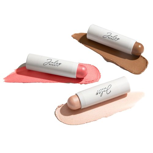 Julep Skip the Brush 3-in-1 Color Stick for Eyes, Cheeks, and Lip Trio Neutral Bronze, Sheer Glow, Golden Guava