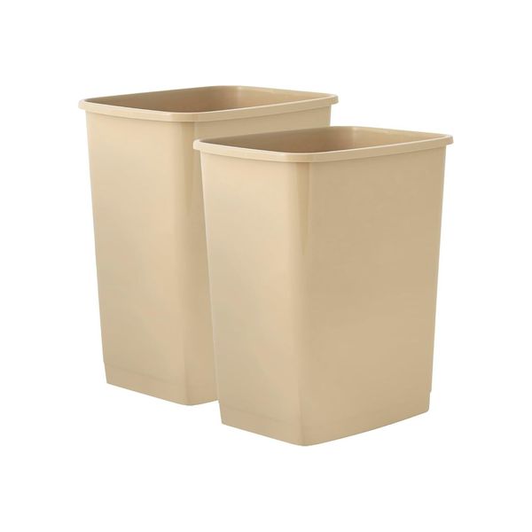 Superio 4.5 Gallon Plastic Trash Can, Waste Bin- 18 Qt (2, Beige)