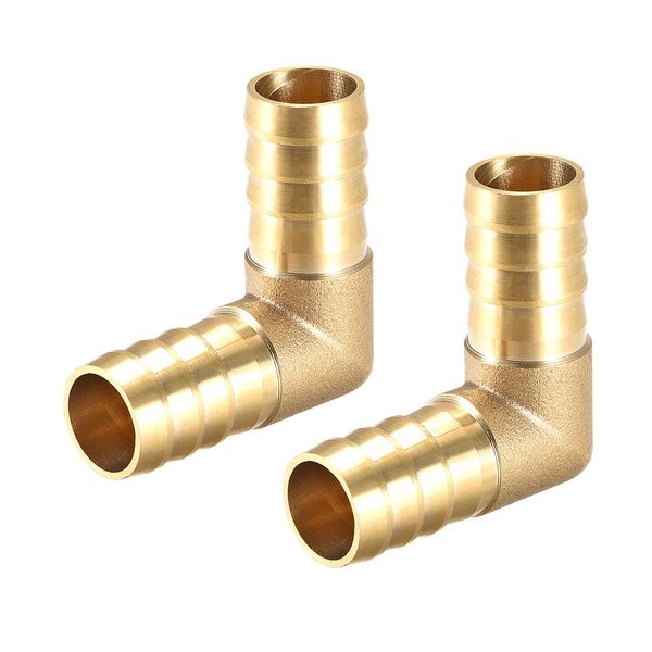 uxcell Barb Brass Hose Fitting 16mm 90 Degree Elbow Pipe Connector Coupler Tube Adapter 2pcs