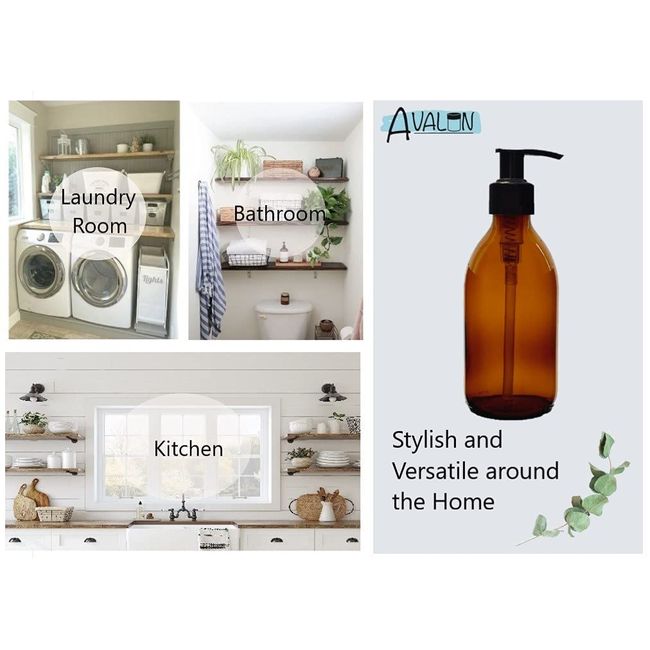 Amber Glass Bottle W/ Lotion Pump Dispenser//reusable Bottles