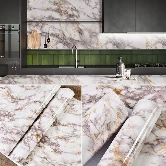 Waterproof Marble Wallpaper For Bathroom Vinyl Self-adhesive Oil