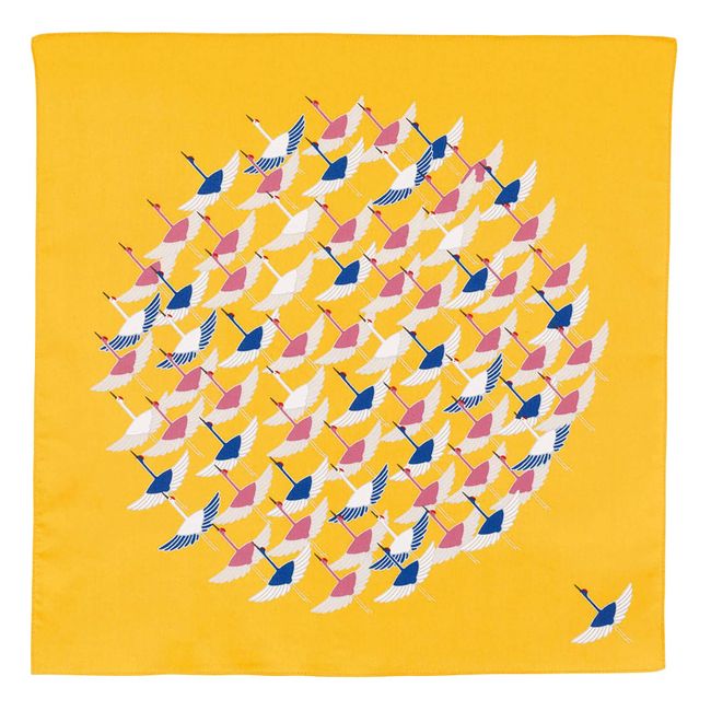 Musumi Furoshiki 50 Himemusubi Adeline Klam Crane, Yellow, 19.7 inches (50 cm), Organic Cotton