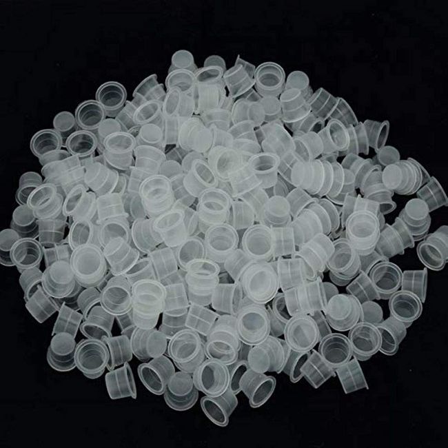 Disposable Ink Cups,500pcs Plastic Large Ink Pigment Cups #15 Ink Caps Large for Ink Supplies(500L)