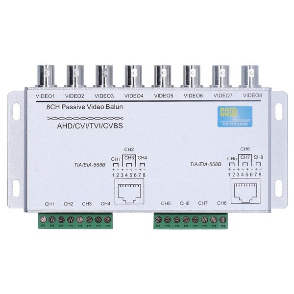 8 Channel Passive Video Balun AHD/CVI/TVI/CVBS Video Twisted Pair Transceiver CCTV Transceiver Video Signal Converter