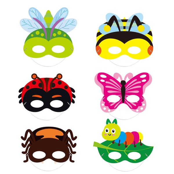 TirEurt 30Pcs Insect Maks for Kids Spring Insect Costume Party Mask Masquerade Card Mask Party Bag Filler Elastic Rope Eye Mask Party Favor Supplies for Birthday Party Cosplay Dress Up