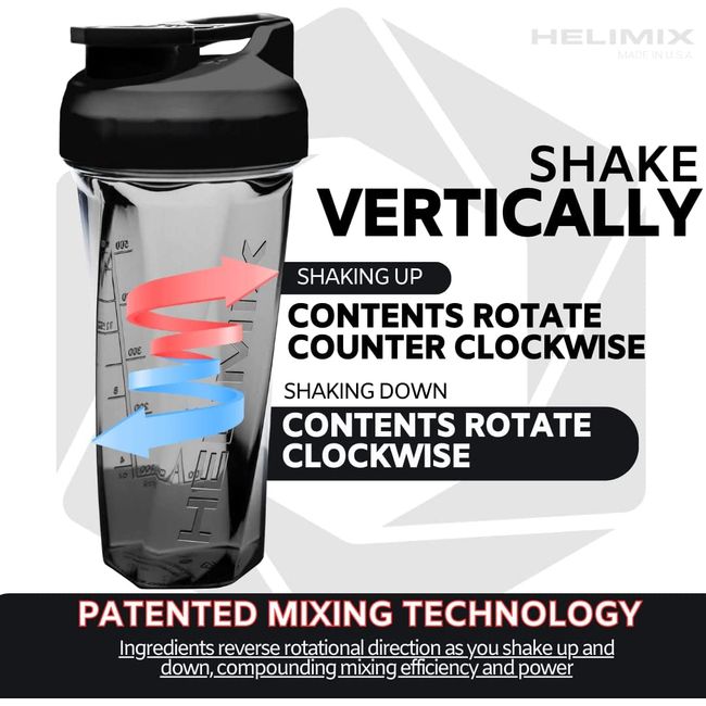 HELIMIX 2.0 Vortex Blender Shaker Bottle, 20 Oz., No Blending Ball