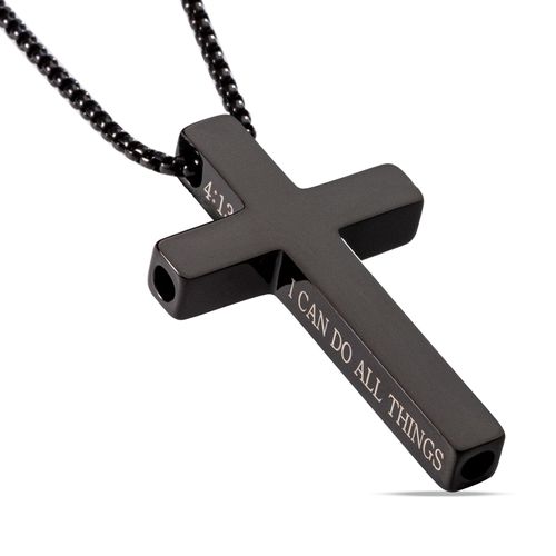 FUNPAR Cross Breathing Necklace, Breathlink Quit Smoking Aid, Inspirational Bible Verse Anti-Anxiety Mindfulness Necklace, Premium Stainless Steel Breathwork Tool, Anxiety Relief Items Gift(BL 4:13)