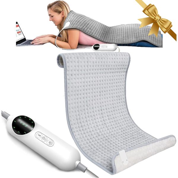TOPSOSO Elektrisches Heizkissen, 50 x100cm, extra großes Heizkissen zur Linderung von Rückenschmerzen, 10 Heizstufen, feuchtes beheiztes Pad, trockene Therapie für Schulter und Nacken