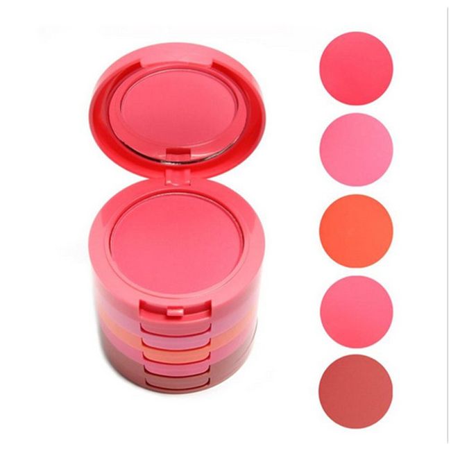 Pure Vie® Professional 5 Colours Multi-layer Powder Blush/Blusher Makeup Palette Contouring Kit - Ideal for Professional and Daily Use