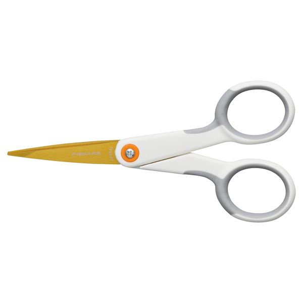 Fiskars Micro-Tip Scissors, SoftGrip Precision Cutting Shears, Titanium Blades, 5"