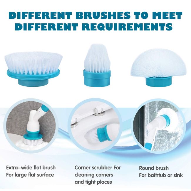 Electric Spin Scrubber, Cordless Cleaning Brush with Adjustable Extension  Arm 4 Replaceable Cleaning Heads, Power Shower Scrubber for Bathroom, Tub