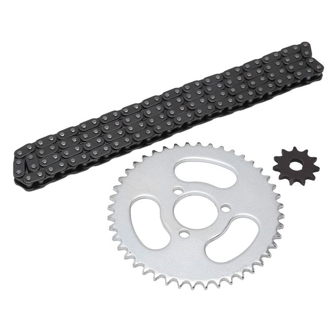 VBESTLIFE Drive Sprocket Chain Combo, Front and Rear Sprocket Chain Replacement, High Power Steel T8F Gear Chain Set for Modified Karts ATVs and Mini Motorcycles