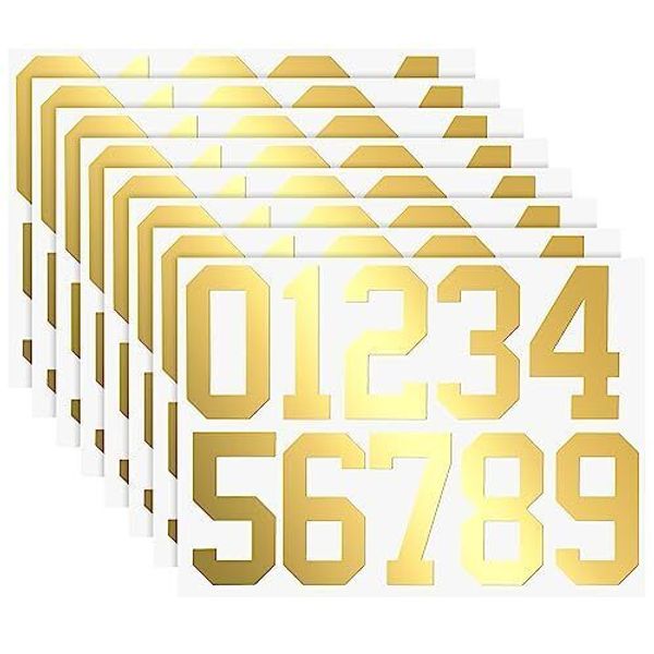 8 Sheets Mailbox Numbers Stickers Waterproof Vinyl Number Stickers 3 Inch Gold