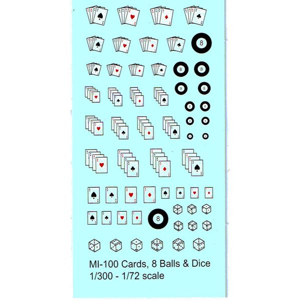 Misc. Markings Pool balls, dice, playing cards for Tanks & Planes Decals I-94 MI