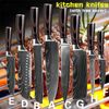 10 Pcs Kitchen Knives Set Stainless Steel Damascus Pattern Chef's Knife Gift US