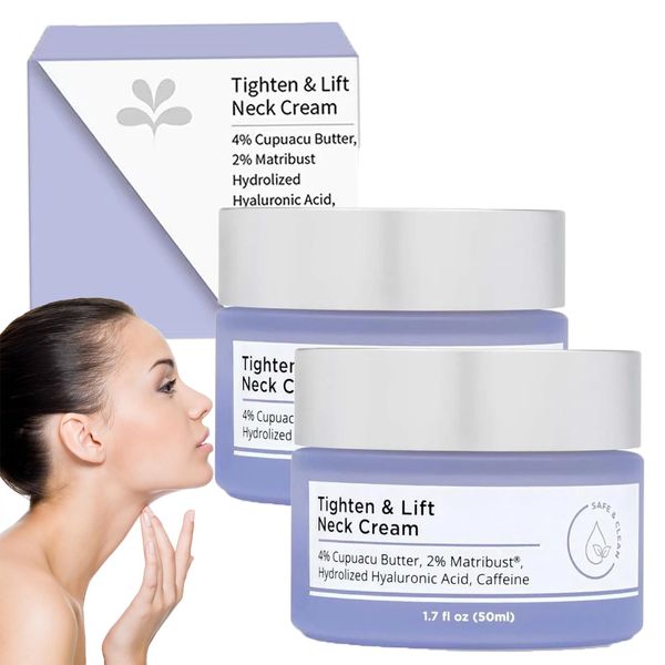 Tighten & Lift Firming Neck Cream,2PCS neck firming cream,Anti Aging neck cream for sagging and tighten,Lifting Sagging Skin & Smooth Neck Wrinkle,Hydrating Neck Cream,Skincare Neck Cream-50ml*2