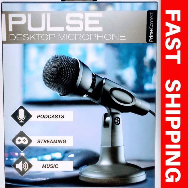 Pulse Desktop Microphone For Podcast Streaming Music 3ft Cable 3.5mm Jack NEW