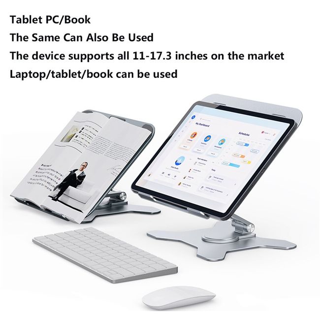 Laptop Stand 360° Rotating Read Book Holder For MacBook Air Aluminum  Foldable Notebook Stand Laptop